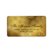 金ゴールドスパークルスノーフレーククリスマス住所 シール (正面)