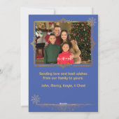 金ゴールドスパークルスノー&クリスマスツリーとブルー シーズンカード (裏面)