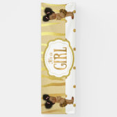 金ゴールドスパークルゼブラプリントヴィンテージベビーシャワーバーン 横断幕 (縦)