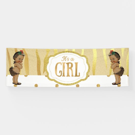 金ゴールドスパークルゼブラプリント赤ちゃんシャワーバナー 横断幕 (横)