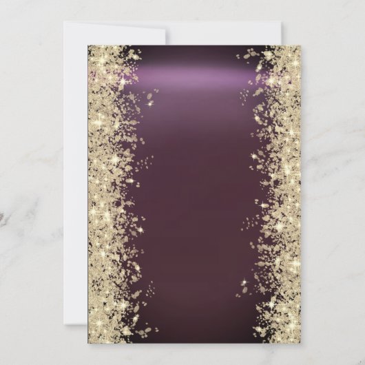 金ゴールドスパークルダイヤモンドバーガンディ100誕生日 招待状 (裏面)