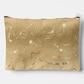 金ゴールドスパークルダイヤモンド付きスノーフレーク名前をカスタムする アクセサリーポーチ (裏面)