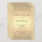 金ゴールドスパークルダイヤモンド金ゴールド退職パーティー 招待状 (正面/裏面)