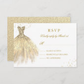 金ゴールドスパークルドレスキンセアニェラRSVP 出欠カード (正面/裏面)