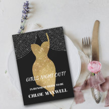 金ゴールドスパークルドレスバチェロレッテ招待状