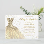 金ゴールドスパークルドレスファブラス60th誕生日パーティー 招待状 (スタンド正面)