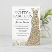 金ゴールドスパークルドレス女性80thバースデーパーティー 招待状 (スタンド正面)