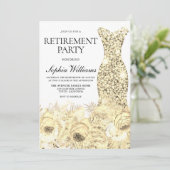 金ゴールドスパークルドレス&フラワーズリタイアメントパーティー 招待状 (スタンド正面)