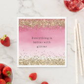 金ゴールドスパークルピンクグラデーショングリッター引用文 スタンダードランチョンナプキン (インサイチュ)