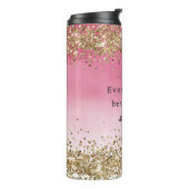 金ゴールドスパークルピンクグラデーショングリッター引用文 タンブラー (回転左)