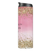 金ゴールドスパークルピンクグラデーショングリッター引用文 タンブラー (回転右)