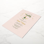 金ゴールドスパークルフェミニンブルンチバブリーブライダルシャワー 箔招待状 (回転した状態)