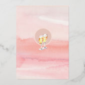 金ゴールドスパークルフェミニンブルンチバブリーブライダルシャワー 箔招待状 (裏面)