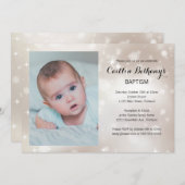 金ゴールドスパークルフォトベビーバプテスマ《キリスト教》洗礼式や命名式 招待状 (正面/裏面)