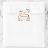 金ゴールドスパークルフローラプリンセスキンセアニラ誕生日 スクエアシール (バッグ)