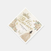 金ゴールドスパークルフローラプリンセスキンセアニラ誕生日 スタンダードカクテルナプキン (角)