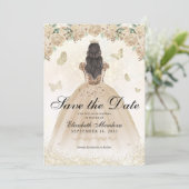 金ゴールドスパークルフローラプリンセスキンセアニラ誕生日 セーブザデート (スタンド正面)