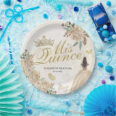 金ゴールドスパークルフローラプリンセスキンセアニラ誕生日 ペーパープレート (パーティー)