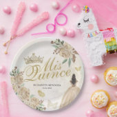 金ゴールドスパークルフローラプリンセスキンセアニラ誕生日 ペーパープレート (パーティー)