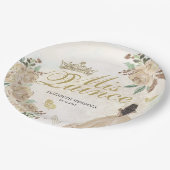 金ゴールドスパークルフローラプリンセスキンセアニラ誕生日 ペーパープレート (アングル)