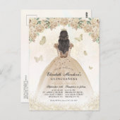 金ゴールドスパークルフローラプリンセスキンセアニラ誕生日 ポストカード (正面/裏面)