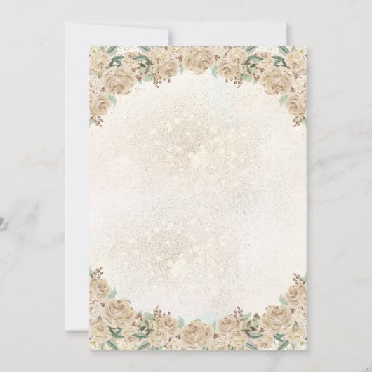 金ゴールドスパークルフローラプリンセスキンセアニラ誕生日 招待状 (裏面)