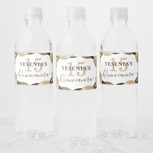 金ゴールドスパークルブラックキンセアニェラバルーン ペットボトルラベル (ボトル)