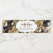 金ゴールドスパークルブラックキンセアニェラバルーン ペットボトルラベル (シングルラベル)