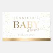 金ゴールドスパークルベビーシャワー 長方形シール (正面)