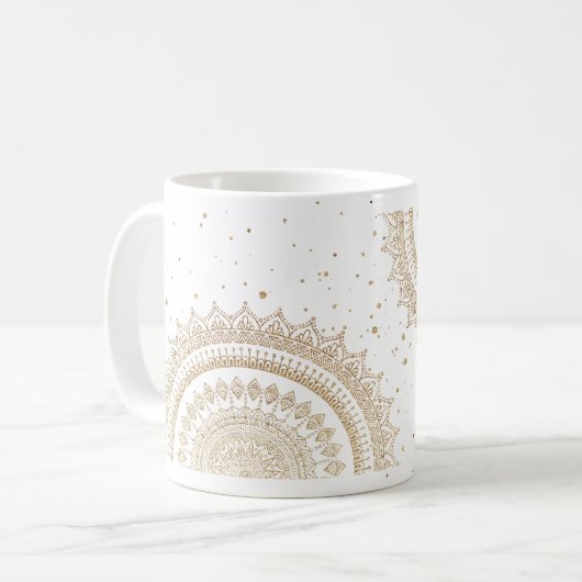 金ゴールドスパークルマンダラボホシック コーヒーマグカップ (正面左)