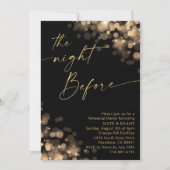 金ゴールドスパークルライトとブラックリハーサルディナー 招待状 (正面)