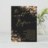 金ゴールドスパークルライトとブラックリハーサルディナー 招待状 (スタンド正面)