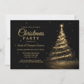 金ゴールドスパークルライトツリークリスマスパーティー 招待状 (正面)