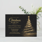 金ゴールドスパークルライトツリークリスマスパーティー 招待状 (スタンド正面)
