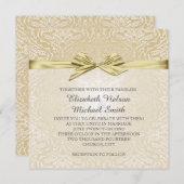 金ゴールドスパークルリボンダマスクウェディング招待状 招待状 (正面/裏面)
