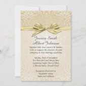 金ゴールドスパークルリボンダマスクウェディング招待状 招待状 (正面)