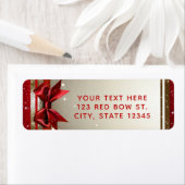 金ゴールドスパークルレッドボウエレガントグラムホリデーパーティー ラベル (インサイチュ)