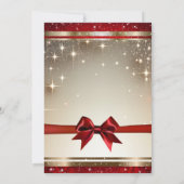 金ゴールドスパークルレッドボウエレガントグラムホリデーパーティー 招待状 (裏面)
