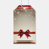 金ゴールドスパークルレッドボウシックエレガントホリデーパーティー ギフトタグ (裏面)