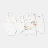 金ゴールドスパークル赤面ピンクフローラベビーガールシャワー フェイバーボックス (折り畳みなし)