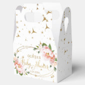 金ゴールドスパークル赤面ピンクフローラベビーガールシャワー フェイバーボックス (オープン)