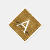 金ゴールドスパークル&きらめくモノグラムイニシャル誕生日 スタンダードカクテルナプキン (角)