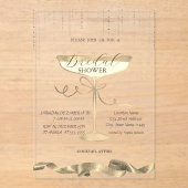 金ゴールドスパークル、ガラス、紫ブライダルシャワー アクリル招待状 (正面)