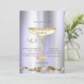 金ゴールドスパークル、ガラス、紫ブライダルシャワー 招待状 (スタンド正面)