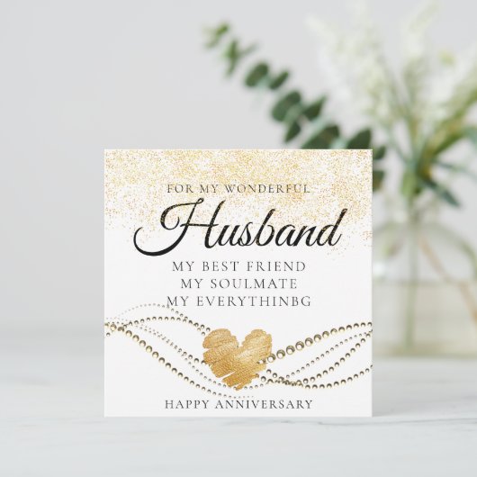 金ゴールドスパーク結婚リー夫の記念日カード サンキューカード (スタンド正面)