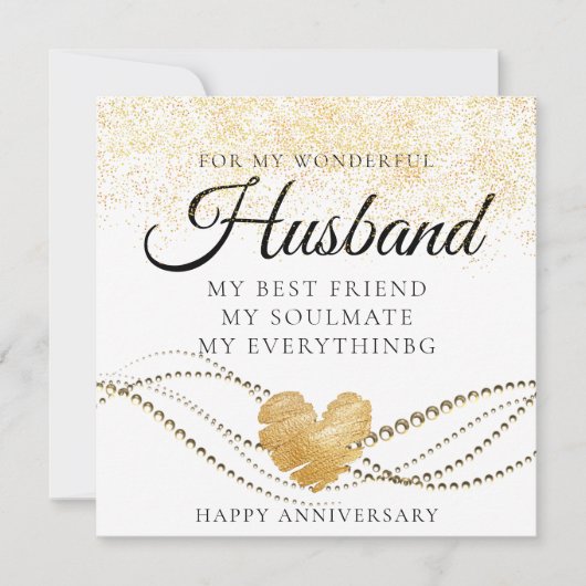 金ゴールドスパーク結婚リー夫の記念日カード サンキューカード (正面)