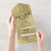 金ゴールドスパーク結婚ルグラムの全てを一つに オールインワン招待状 (貼ってはがせる)