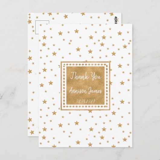 金ゴールドスパーソナライズされたターグリッタースパークルサンキュー ポストカード (正面/裏面)