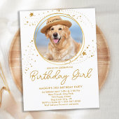 金ゴールドスパーソナライズされたツペットフォトドッグ誕生日 インビテーションポストカード