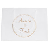 金ゴールドスパーパーソナライズされたクル結婚ズ ラージペーパーバッグ (正面)